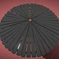 Character Under Black Umbrella With Animal Pattern Lanterns And Circular Shadow 3d model