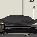 Modern Leaf Shaped Black Lounge Chair With Floor Lamp And Side Table In Minimalist Interior