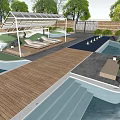 Modern Hot Spring Ecological Artificial Hot Spring Tangchi Glass Corridor Frame Waterscape Waterfront Space Swimming Pool Micro-terrain Leisure Place 3d model