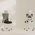Modern Green and White Mesh Office Chairs with Swivel Base and Adjustable Arms