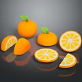 Fresh Ripe Juicy Oranges Whole And Sliced With Green Leaves On Black Surface