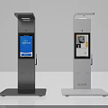 Two Black and White Interactive Floor standing Medical Devices with Touch Screen 3d model