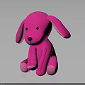 Cute Pink Plush Dog Toy Sitting On Children Bedroom Furniture