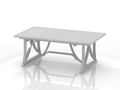 Modern Minimalist Dining Table With Rectangular Smooth Surface And Metal Legs Sleek Design 3d model