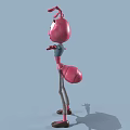 Pink Cartoon Ant With Big Eyes Smiling And Outstretched Arms In Blue Top