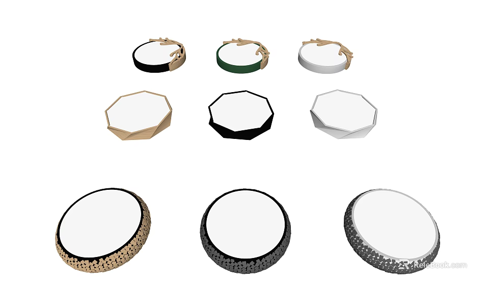 Modern Ceiling Lights With Different Shapes Multiple Colors And Decorative Borders 3d model 