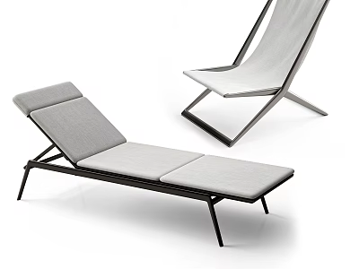 Modern Lounge Chair With Metal Frame And Gray Comfortable Cushion Design 3d model