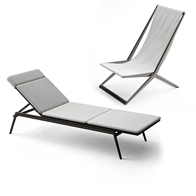 Modern Lounge Chair With Metal Frame And Gray Comfortable Cushion Design 3d model