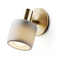 Modern Gold Wall Lamp with White Frosted Glass Shade Mounted on Wall and Warm Light