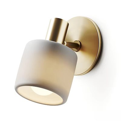 Modern Gold Wall Lamp with White Frosted Glass Shade Mounted on Wall and Warm Light 3d model
