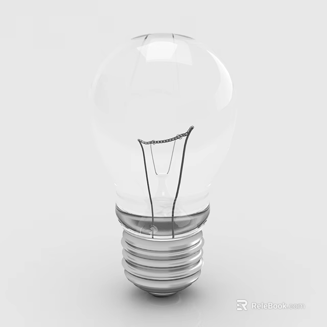 Transparent Light Bulb With Visible Filament And Metal Screw Base On Light Background 3d model 