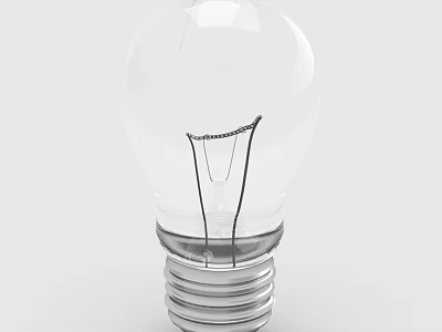 Transparent Light Bulb With Visible Filament And Metal Screw Base On Light Background 3d model