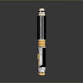 Sleek Black And Gold Energy Weapon With Metallic Finish And Decorative Details