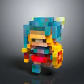 Colorful 3D Pixel Art Decorative Ornament Set with Vibrant Cubes and Modern Design