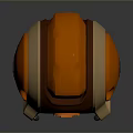 Orange And Brown Mechanical Sphere With Glowing Circular Component And Textured Surface 3d model