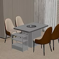 Modern Dining Table With Black Tabletop Beige Brown Chairs And Window Blinds In Modern Interior