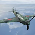 Green Camouflage Military Model Airplane With Red Stars And Propeller