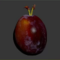 Three Vibrant Red Purple Plums With Frosty Bloom On Dark Reflective Background