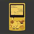 Vibrant Yellow Portable Computer with Pikachu Design and Screen Text Display Features