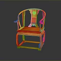 Traditional Orange Carved Armchair With Intricate Patterns Armrests And Backrest Design