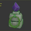 Stacked Gray Stone Structure Featuring Purple Diamond Metal Ring And Brown Rope
