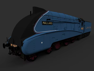 Vintage Blue Mallard Steam Train with Number 4468 and Streamlined Classic Design 3d model