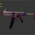 Black Military Style Tactical Assault Rifle With Rail System Grip And Stock