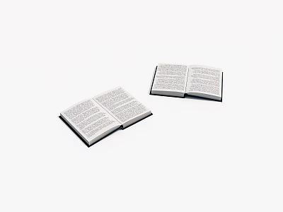 Two Open Books With Text Pages On Clean White Background 3d model