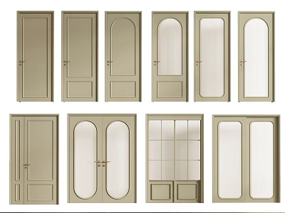Various Hinged Doors Designs With Glass Panels And Paneled Styles For Home Interior 3d model