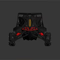 Black Metal Frame Dune Buggy With Large Tires And Red Accents