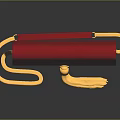 Red Leather Handbag With Gold YSL Logo Chain And Tassel