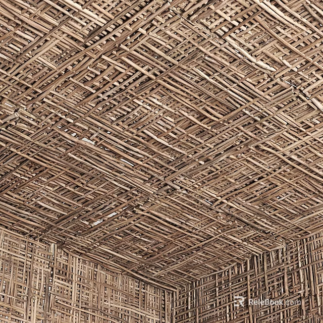 Natural Woven Texture Wall Decor With Interlaced Strips And Rustic Charm Design 3d model 