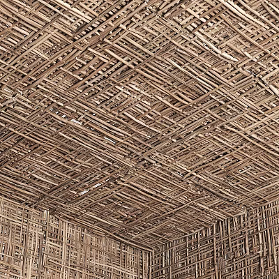 Natural Woven Texture Wall Decor With Interlaced Strips And Rustic Charm Design 3d model