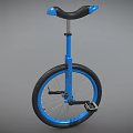 Blue Modern Unicycle with Black and Blue Seat and Sturdy Black Wheel