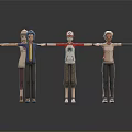 Multiple Anime Style Characters in Various Outfits Standing with Arms Outstretched