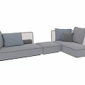 Gray Wicker Outdoor Sofa With Modular Design And Comfortable Cushions 3d model