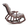 Comfortable Beige Rocking Chair With Wooden Frame And Button Tufted Padded Cushion
