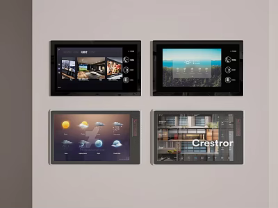 Smart Digital Control Panels with Weather Time and Interior Display Interfaces 3d model