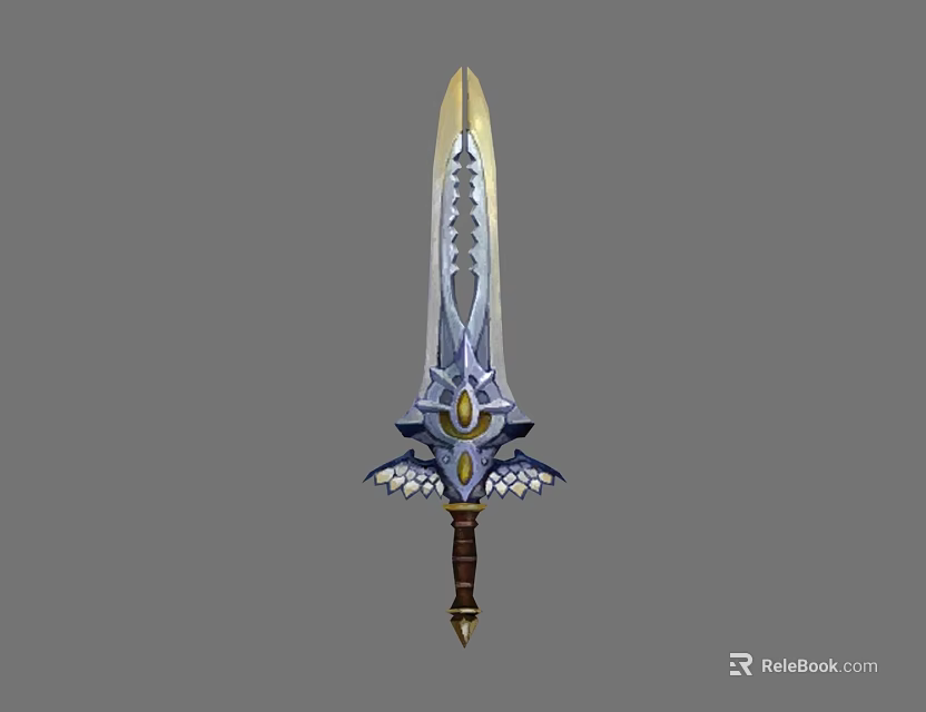 Mythical Ornate Sword With Intricate Blade Patterns And Decorative Hilt Design 3d model 
