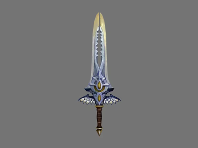 Mythical Ornate Sword With Intricate Blade Patterns And Decorative Hilt Design 3d model
