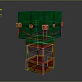 Traditional Decorative Equipment With Green Main Body Wooden Frame Red Tassels And Golden Decorations