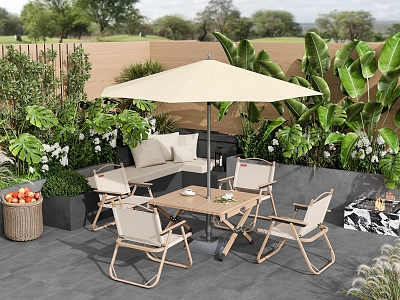 Garden outdoor chair umbrellas 3d model