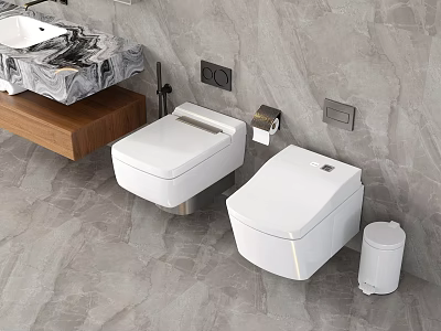 Modern wall-mounted toilet seat toilet smart toilet 3d model