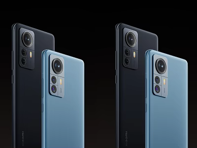 Modern Smartphones With Multiple Rear Cameras And Blue Black Color Options 3d model