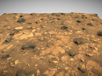 Vast Mars Landscape With Red Sandy Terrain Scattered Rocks And Barren View 3d model