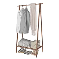 Wooden Coat Rack With Hanging Clothes Scarf And Storage Basket For Folded Garments