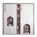 Modern Kids Wardrobe in Pink White Design with Display Shelves Hanging Clothes and Stuffed Toys