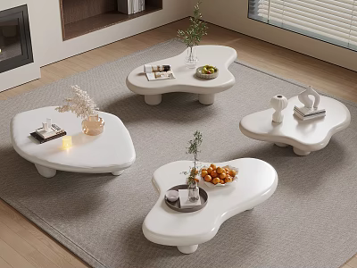 Cream Silent Rack Side Cabinet Ornament Combination 3d model