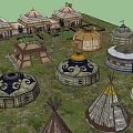 Traditional Domed Structures With Various Styles Surrounded By Trees And Decorative Details
