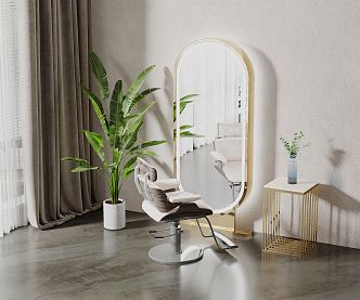 Modern barber chair barber stool mirror facilities 3d model